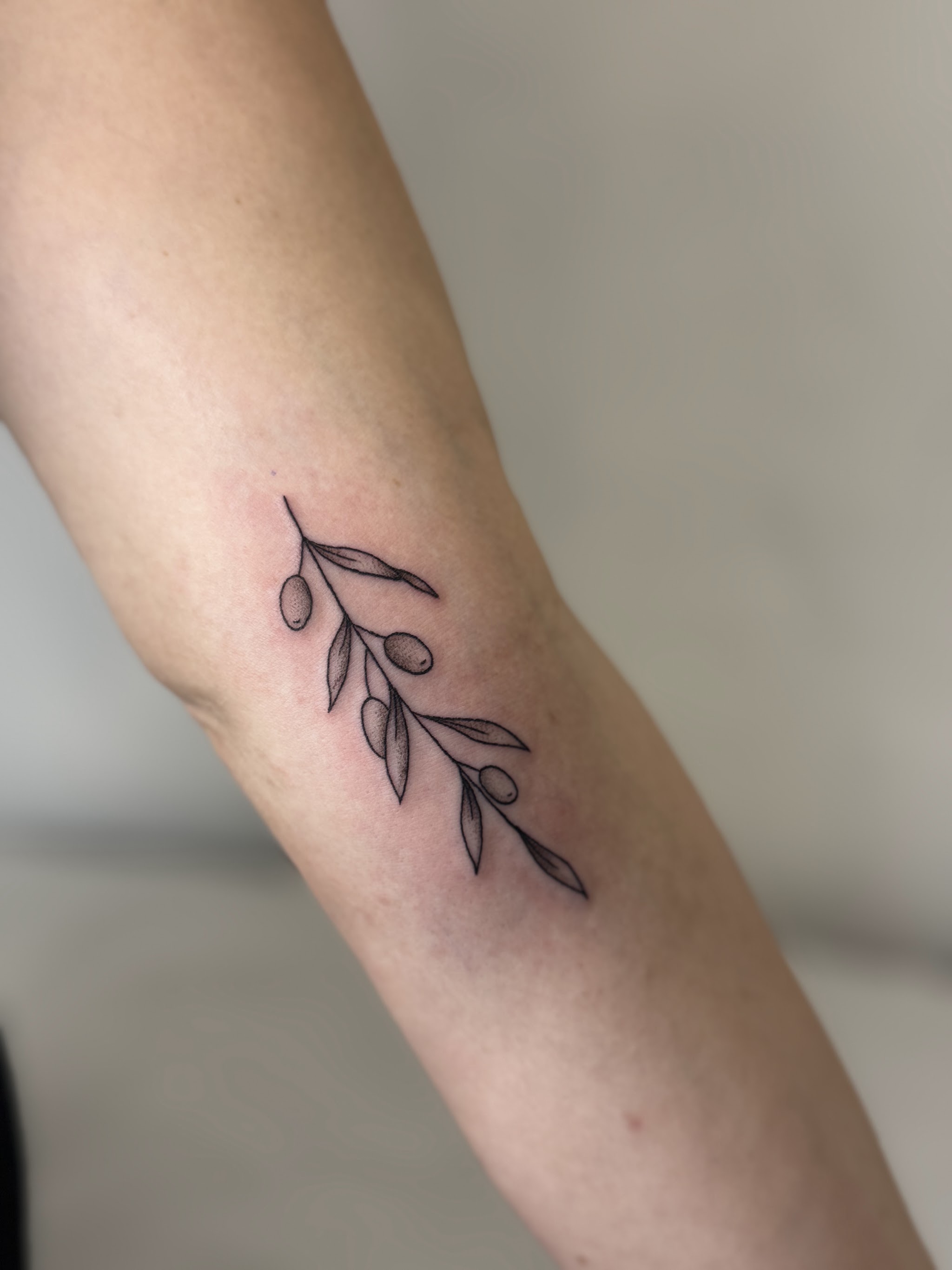 Tatuaggio botanico fine-line realizzato dallo studio